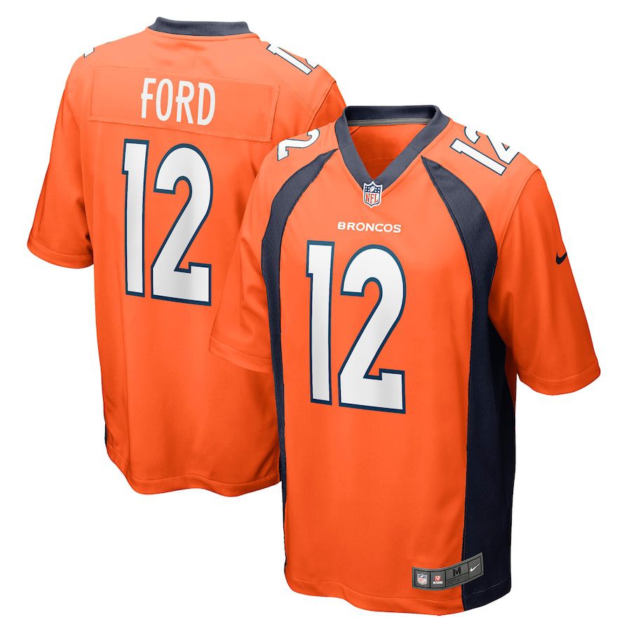 Men Denver Broncos 12 Mike Ford Nike Orange Game Player NFL Jersey